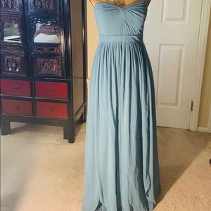 Jenny Yoo blue strapless dress size 6 convertible